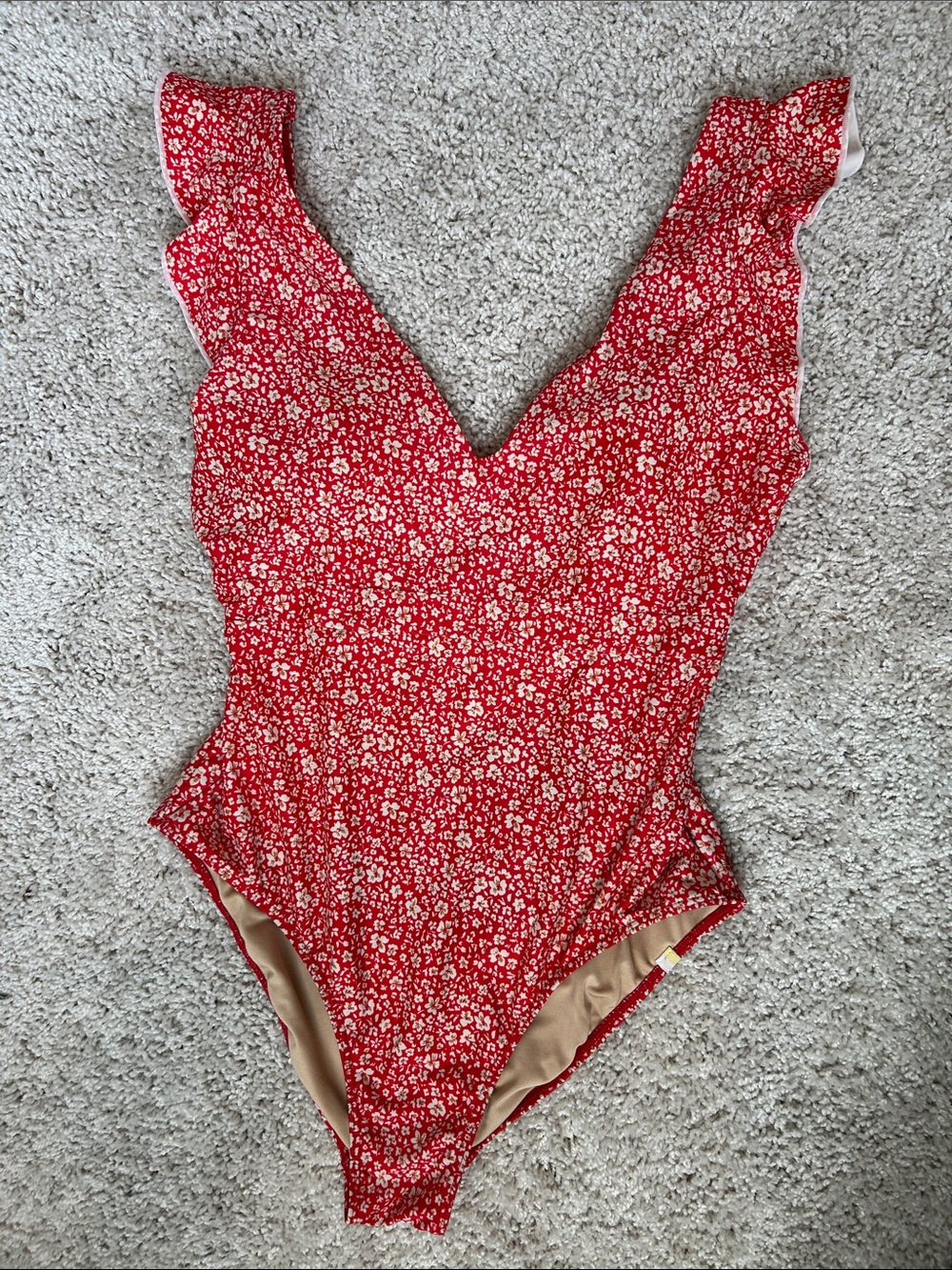 summersalt Red Floral One-Piece Swimsuit Size 10